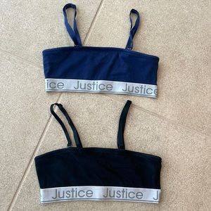Blue and Black Justice Bras, both size 32